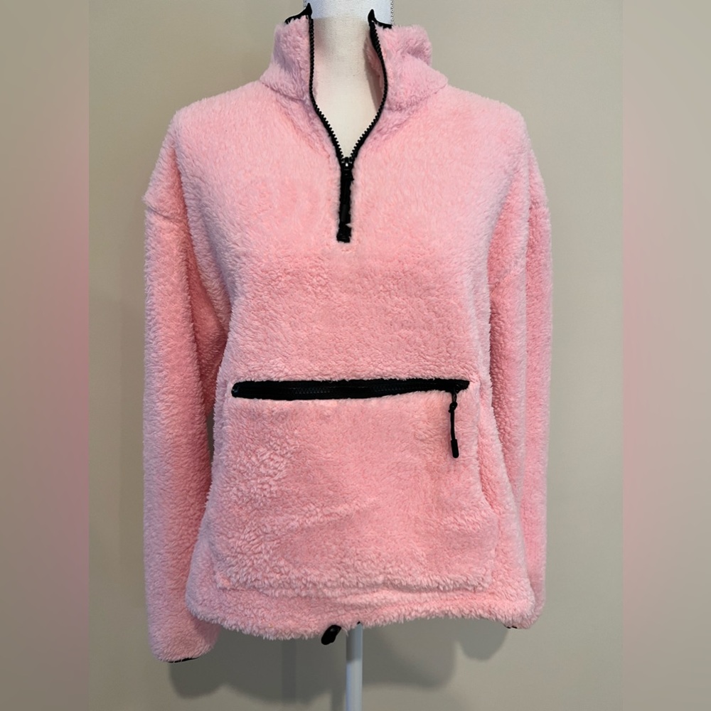 No Boundaries light pink fuzzy sweater